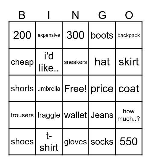 secondary starter Bingo Card