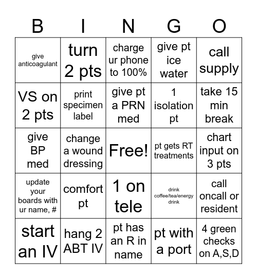 RN Bingo Card