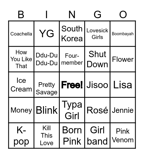 BLACKPINK Bingo Card