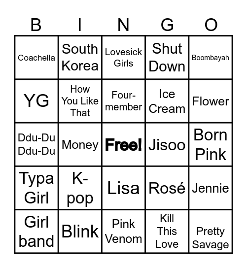 BLACKPINK Bingo Card