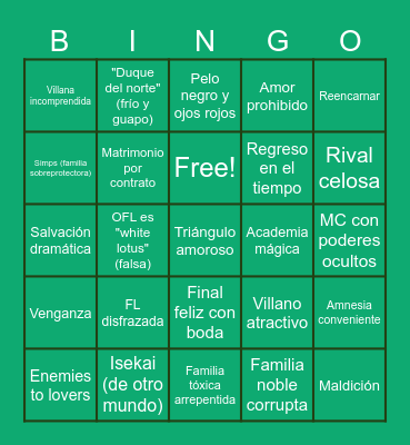 Romantasy Bingo Card