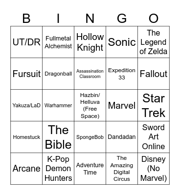 Comic Con Stuttgart Bingo Card