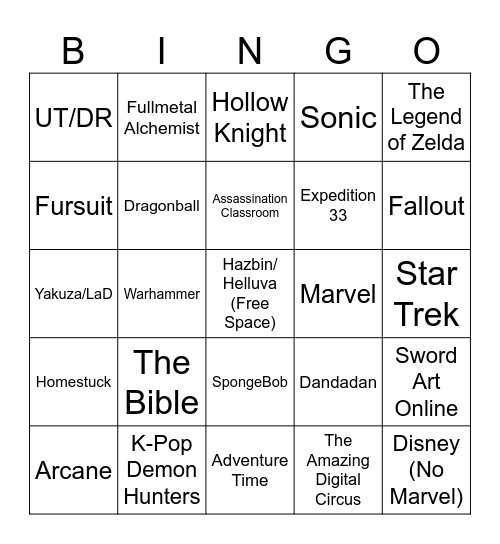 Comic Con Stuttgart Bingo Card
