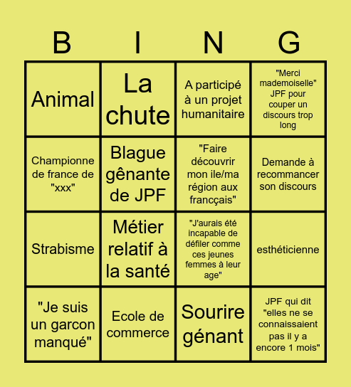 Miss 2026 Bingo Card