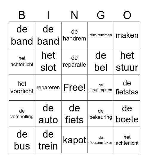 de fiets Bingo Card