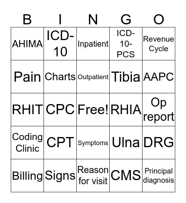 Coding Dept Bingo Card