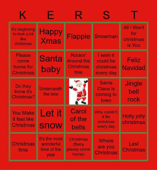 Kerst Bingo Card