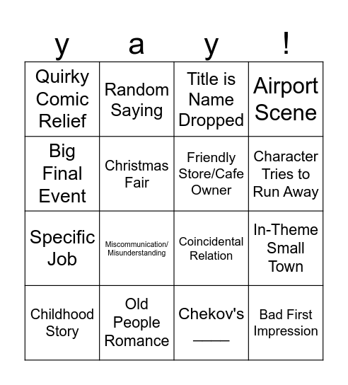 Christmas Movie Bingo Card