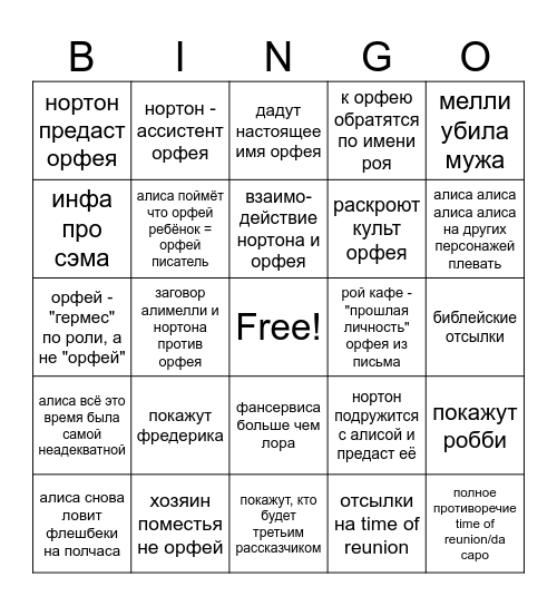 аом 2 Bingo Card