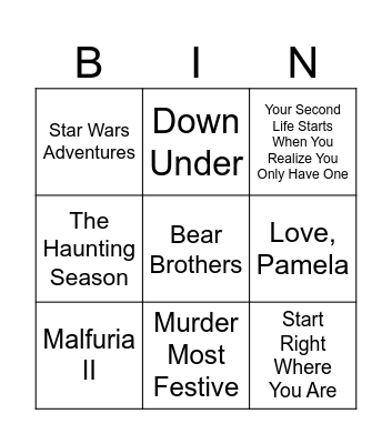 Reading Bingo Card