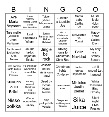 Pikkujoulu Bingo Card