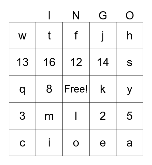 Cards Bingo Card