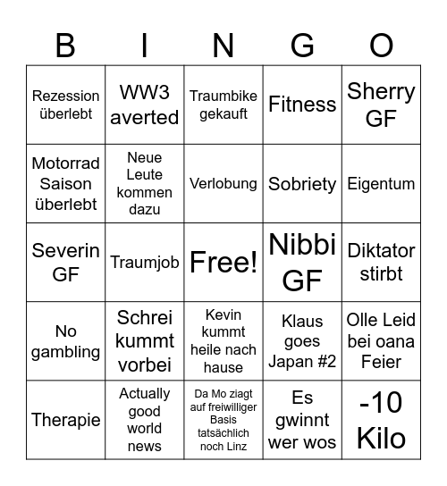 Bingo of Hope 2026 Bingo Card