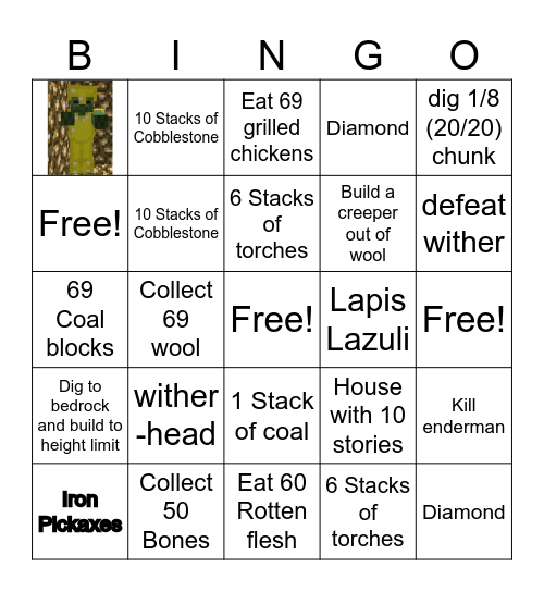Minecraft Bingo Card