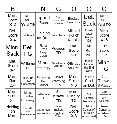 Christmas Football Bingo Card