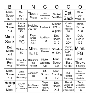 Christmas Football Bingo Card