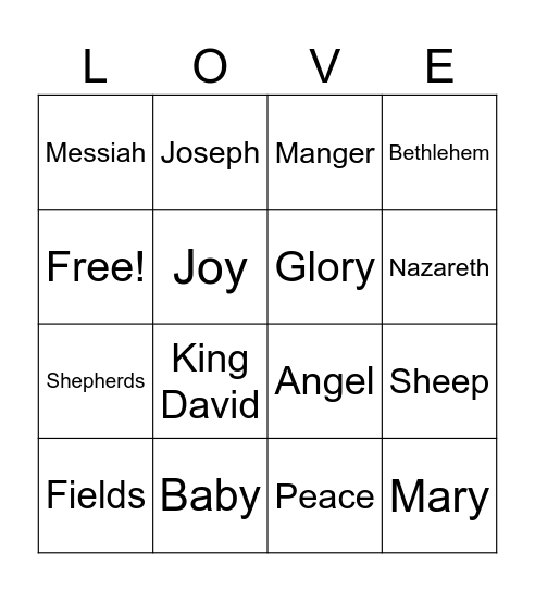 Luke 2:1-20 Bingo Card