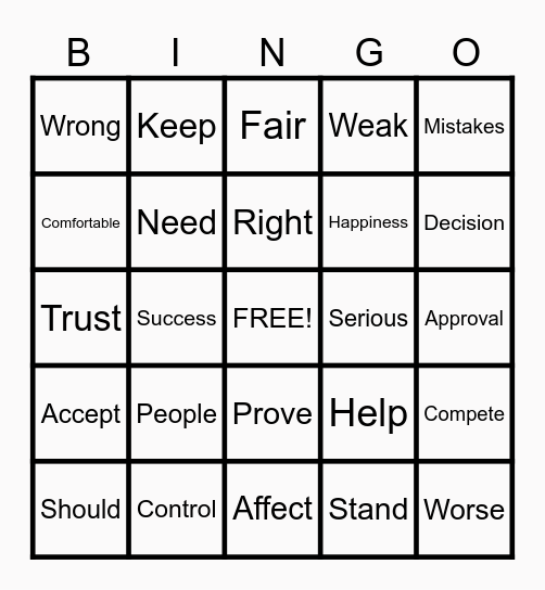 BELIEF MYTHS Bingo Card