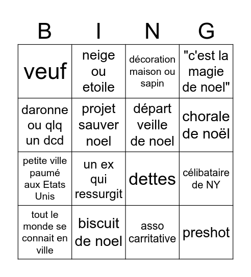 L'atelier de jouet du père noel Bingo Card