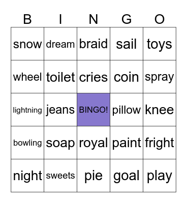 Phonics Bingo Card