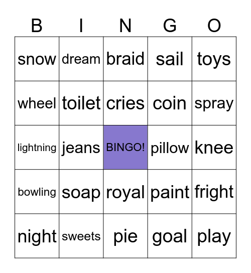 Phonics Bingo Card