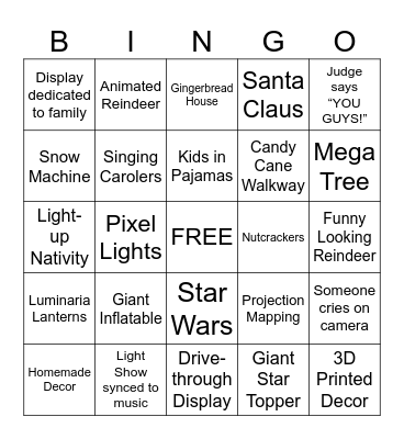Christmas Display Competion Bingo Card