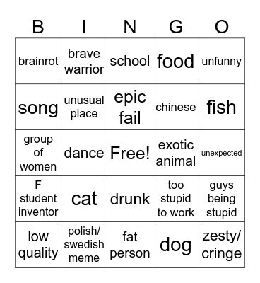 unusual videos bingo Card