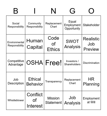 Bingo A Bingo Card