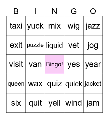 Phonics 1 Bingo Card