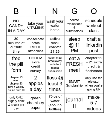 SELFCARE Bingo Card