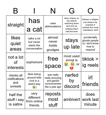 ali Bingo Card