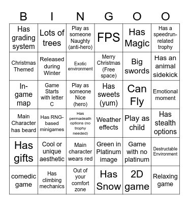 December Bingo Card