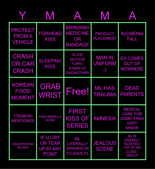 KDRAMA BINGO Card