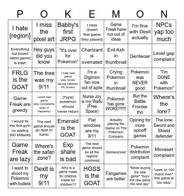 PokePeople Online Bingo Card