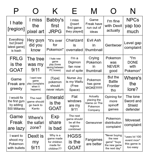 PokePeople Online Bingo Card