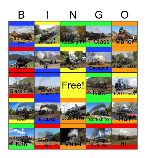 Black Steam Locomotives around the World Bingo Card