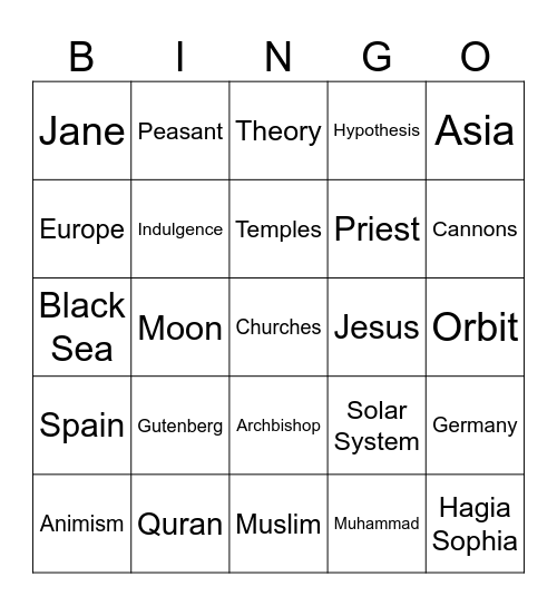 Review Bingo Card