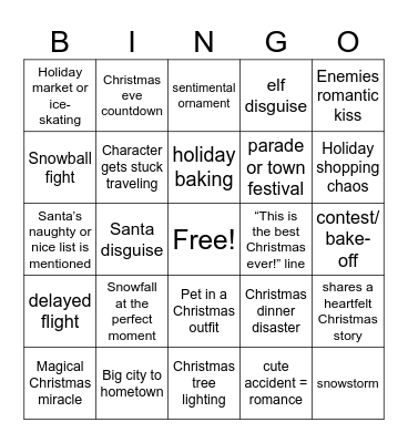 Christmas Movie Bingo Card
