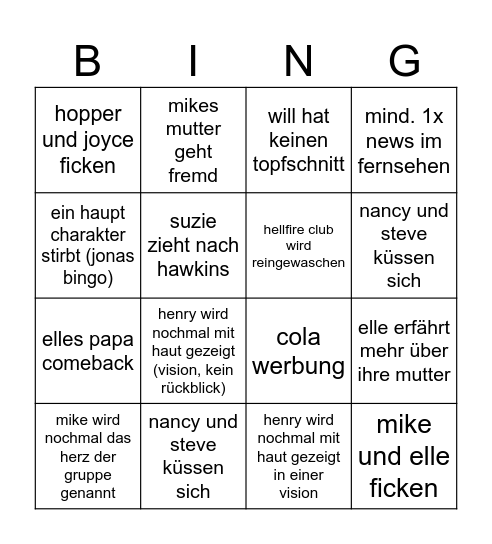 stranger things predictions Bingo Card