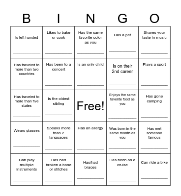 Icebreaker Bingo: Find Someone Who Bingo Card