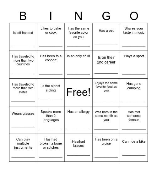 Icebreaker Bingo: Find Someone Who Bingo Card