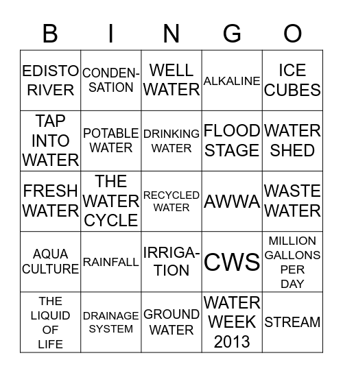 CELEBRATE WATER! Bingo Card
