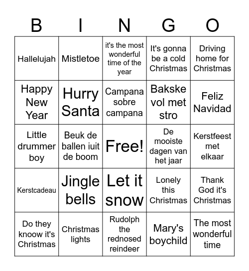 Vrouwen van NU -KERSTbingo Card