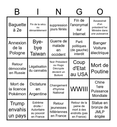 Bingo 2026-2050 Bingo Card
