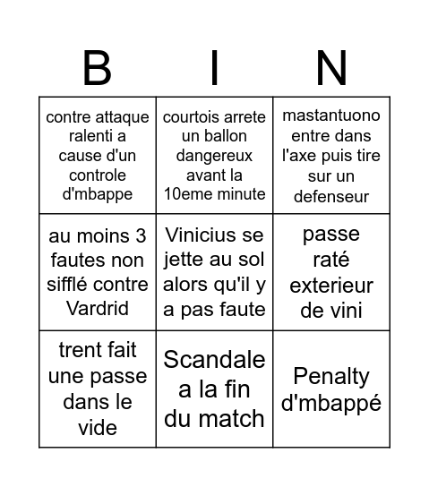 Bingo Real vs Gérone Bingo Card