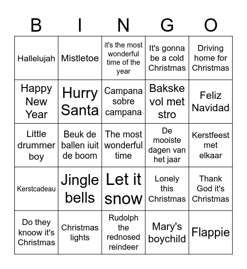 Vrouwen van Nu -Kerstbingo- Bingo Card