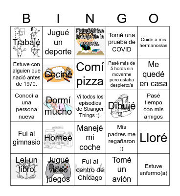 ¿Qué hiciste durante tus mini-vacaciones? Bingo Card