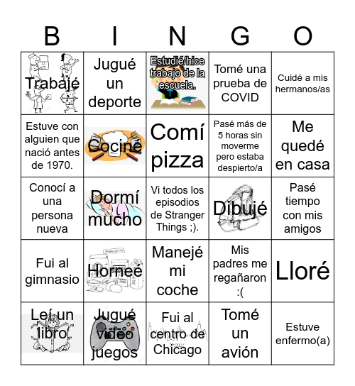 ¿Qué hiciste durante tus mini-vacaciones? Bingo Card