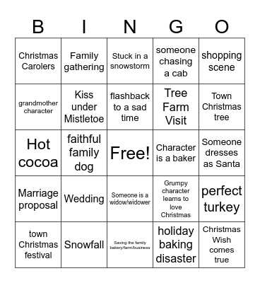 Christmas Movie Bingo Card