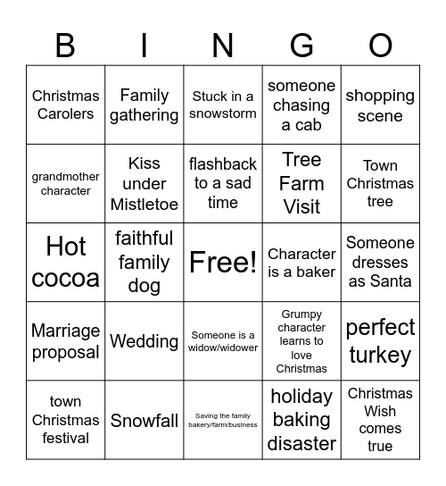 Christmas Movie Bingo Card
